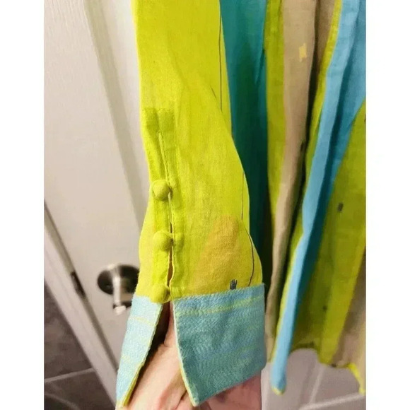 Rangali Vintage Blue Green Flowy Handmade Cottagecore Boho Top Blouse Small - Picture 3 of 6